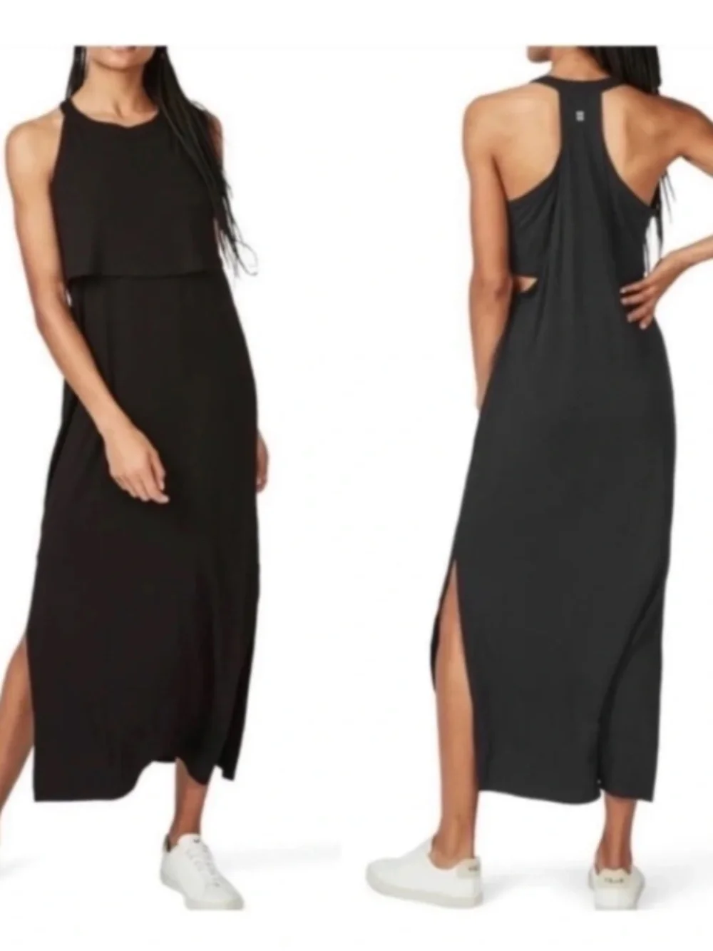 SWEATY BETTY BLACK HOLISTIC SLEEVELESS JERSEY MAXI DRESS - SIZE S